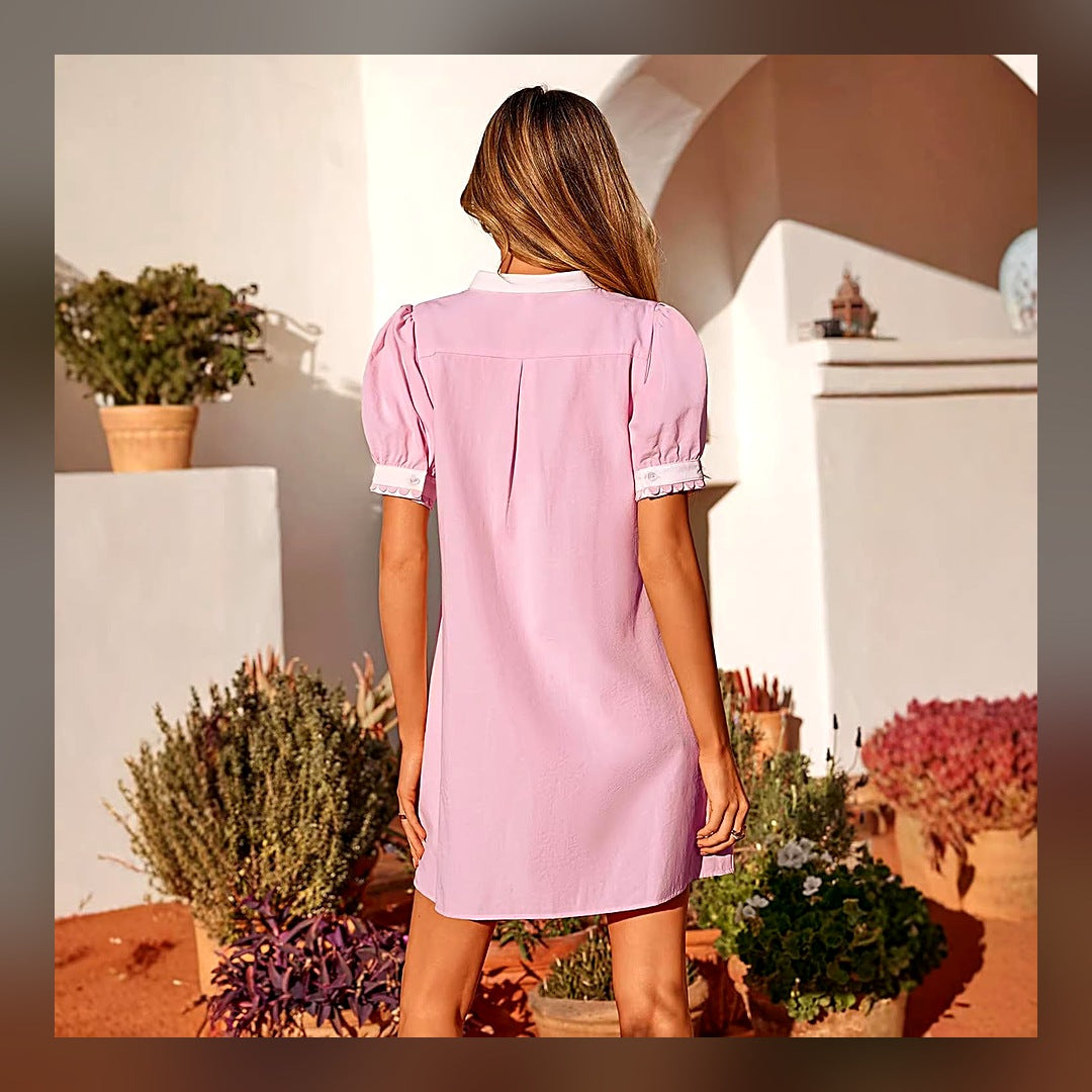 LuxeStyle-Edit · Tunika-Mini-Kleid «Riva» · V-Ausschnitt, Strand-Stil (Damen)