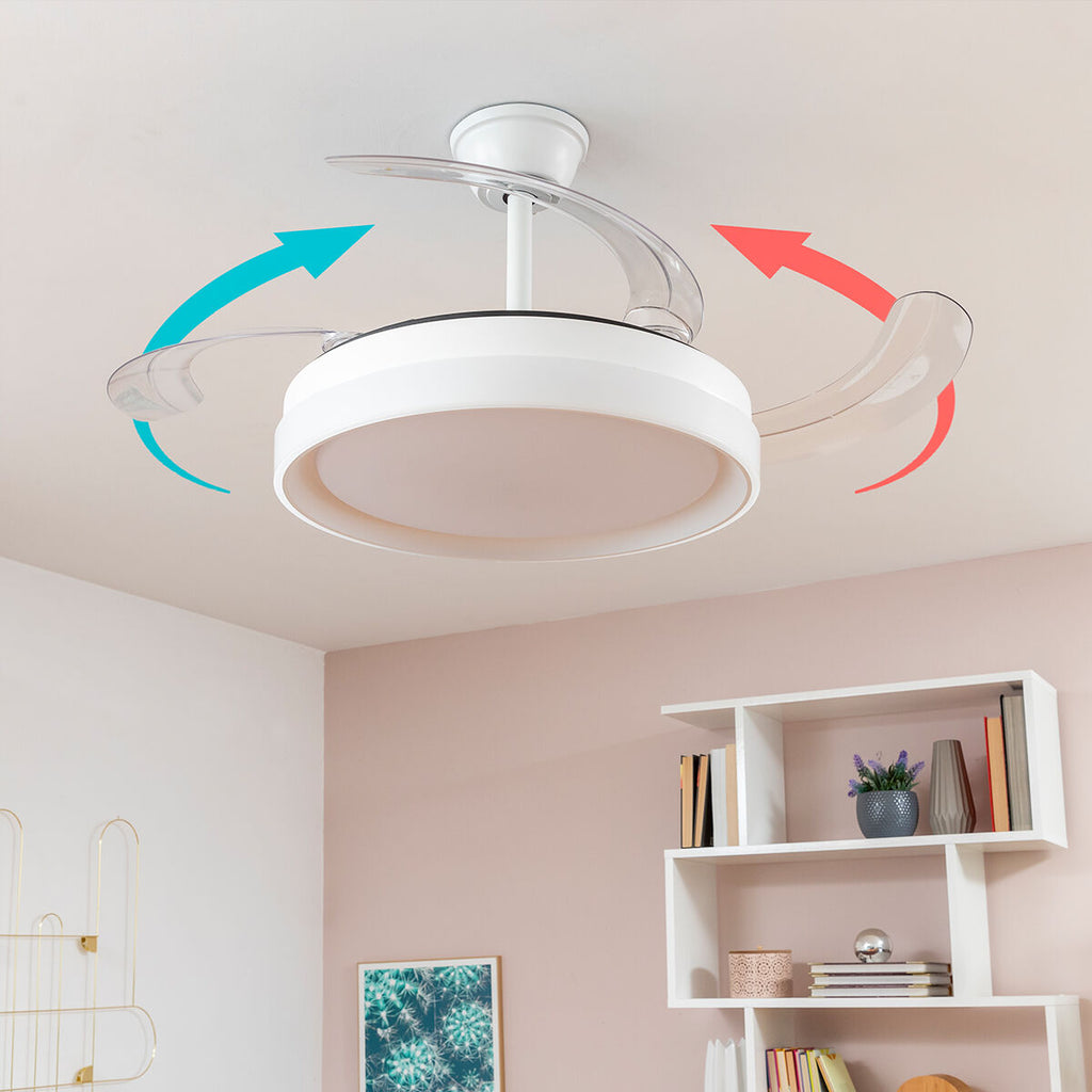 Deckenventilator mit LED-Licht und 4 einklappbaren Flügeln Keteez Inno