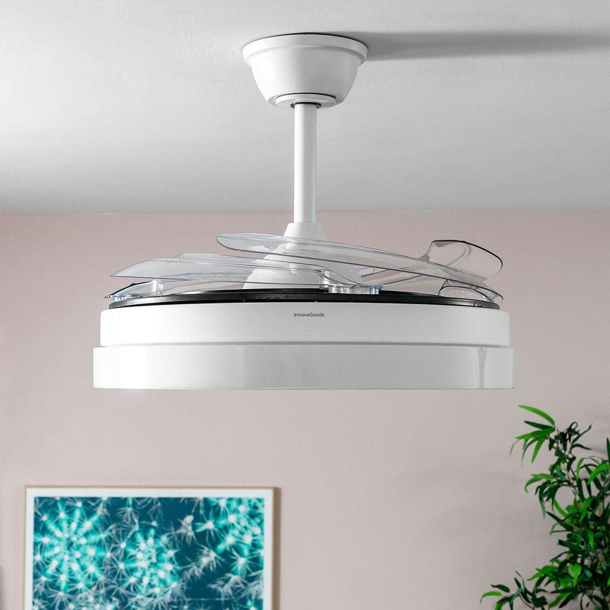Deckenventilator mit LED-Licht und 4 einklappbaren Flügeln Keteez Inno
