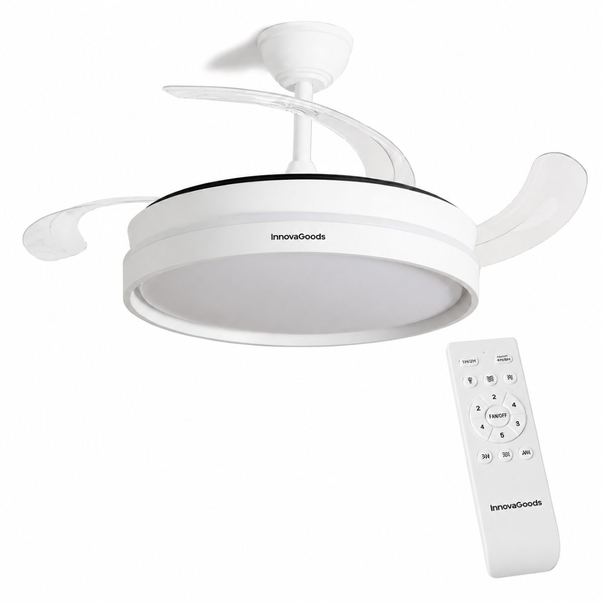 Deckenventilator mit LED-Licht und 4 einklappbaren Flügeln Keteez Inno