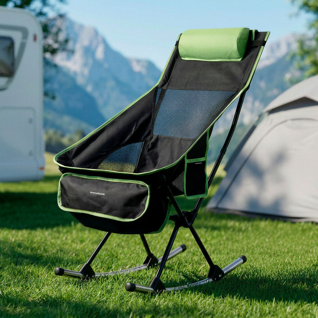 2-in-1 Faltbare Camping-Schaukelstuhl mit Tasche, Kissen und Tragetasc