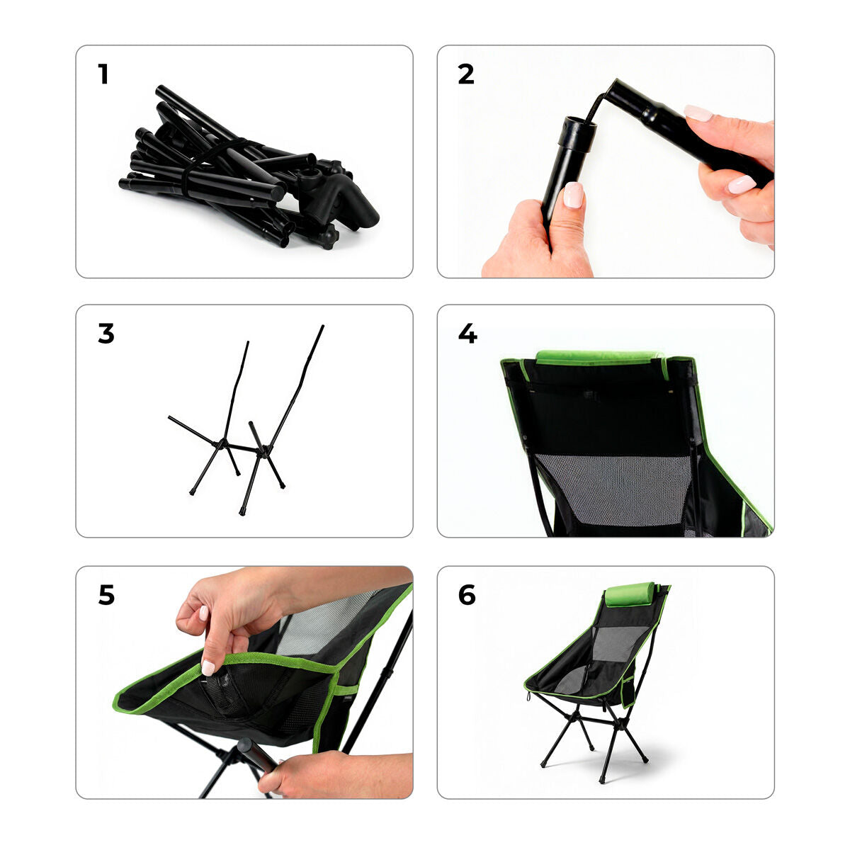 2-in-1 Faltbare Camping-Schaukelstuhl mit Tasche, Kissen und Tragetasc