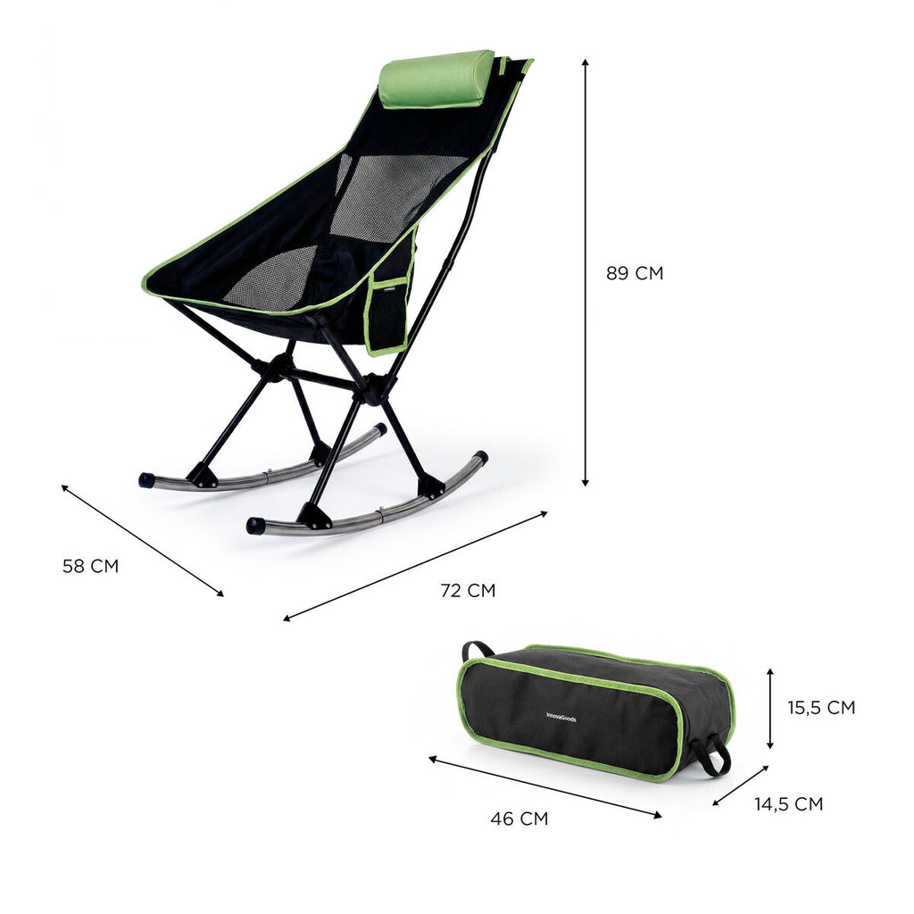 2-in-1 Faltbare Camping-Schaukelstuhl mit Tasche, Kissen und Tragetasc