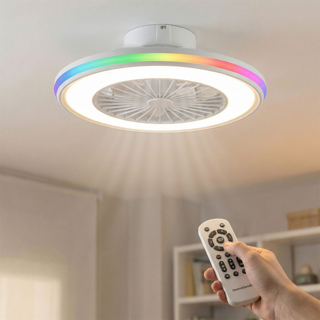 Deckenventilator mit RGB-LED-Licht, verdeckten Flügeln und Fernbedienu
