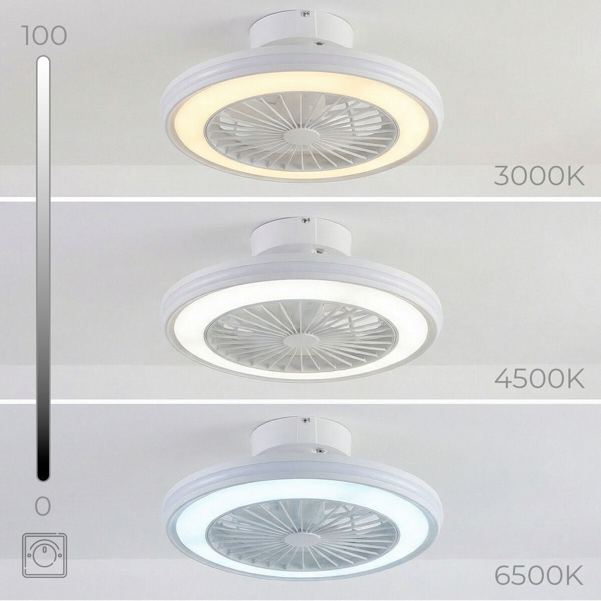 Deckenventilator mit RGB-LED-Licht, verdeckten Flügeln und Fernbedienu