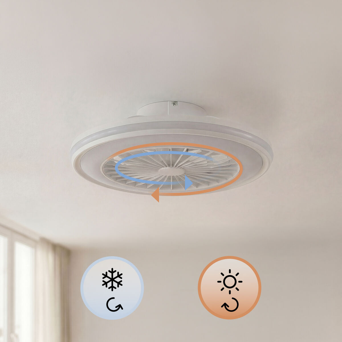 Deckenventilator mit RGB-LED-Licht, verdeckten Flügeln und Fernbedienu