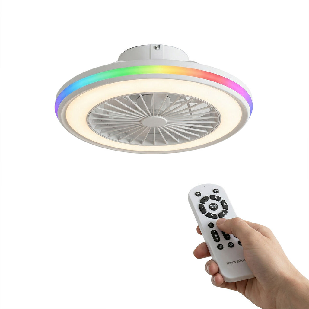 Deckenventilator mit RGB-LED-Licht, verdeckten Flügeln und Fernbedienu
