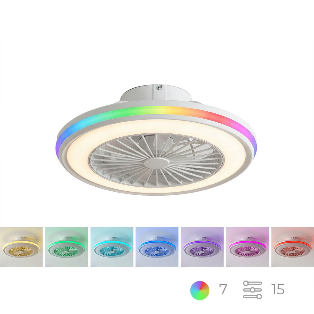 Deckenventilator mit RGB-LED-Licht, verdeckten Flügeln und Fernbedienu