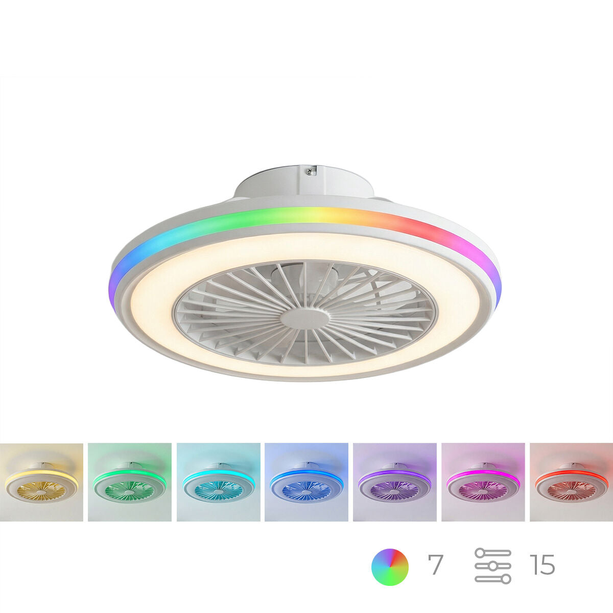 Deckenventilator mit RGB-LED-Licht, verdeckten Flügeln und Fernbedienu