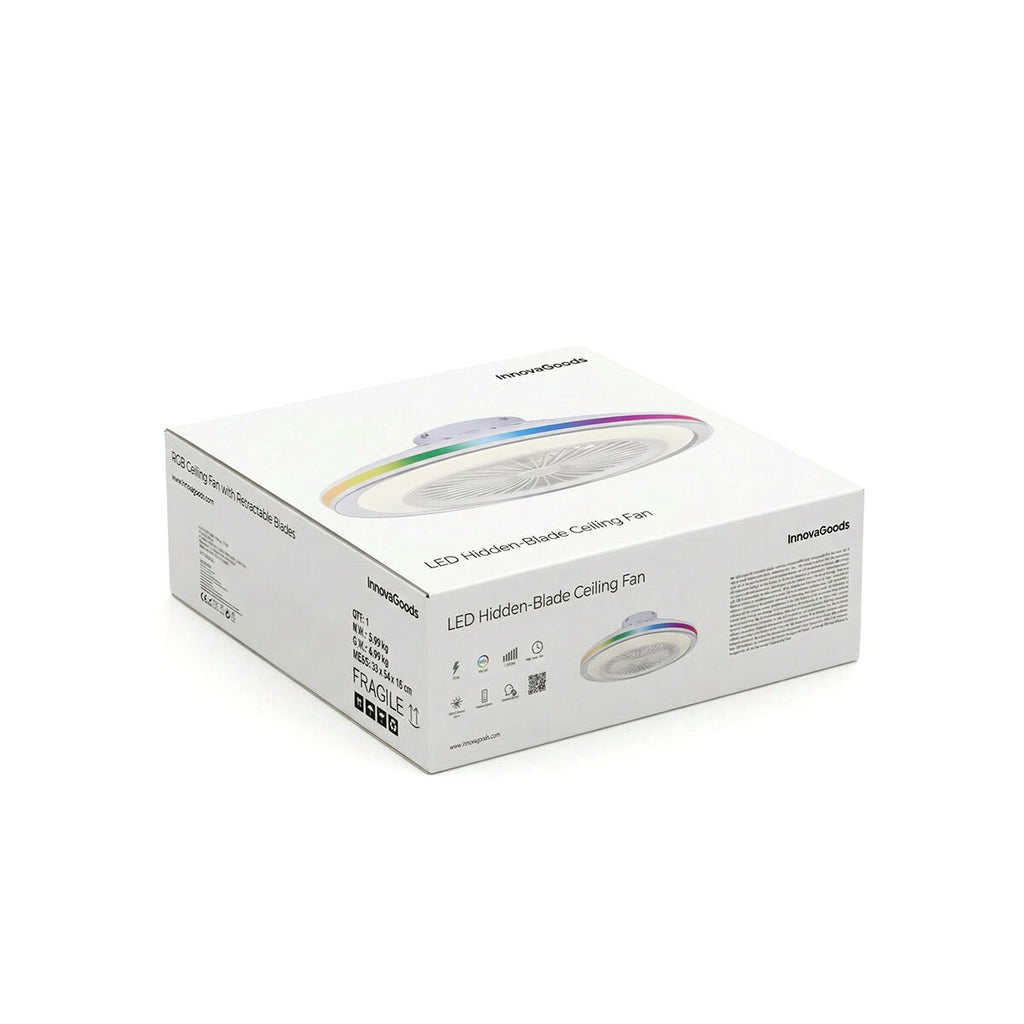 Deckenventilator mit RGB-LED-Licht, verdeckten Flügeln und Fernbedienu