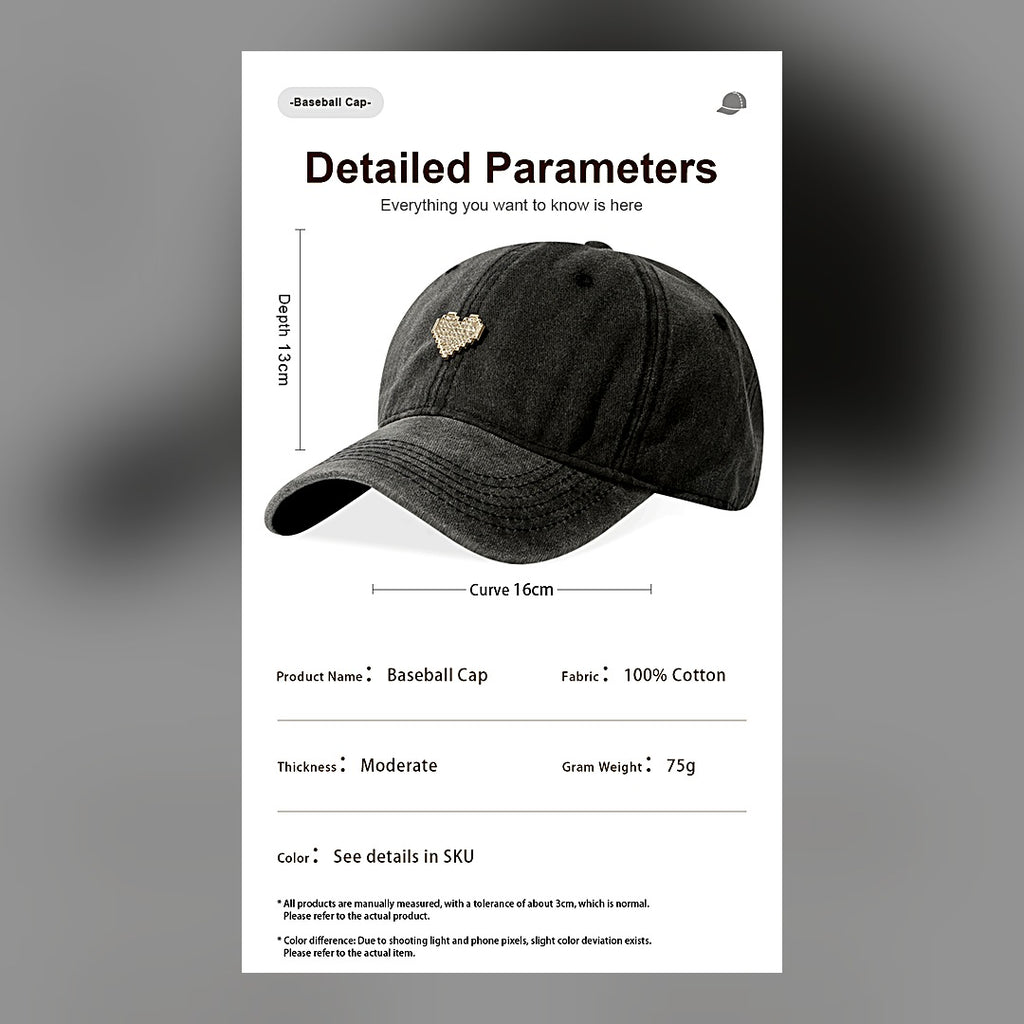 LuxeStyle-Edit · Vintage Baseball-Cap mit Strass-Schneeflocke – verstellbar, Unisex (6 Farben)