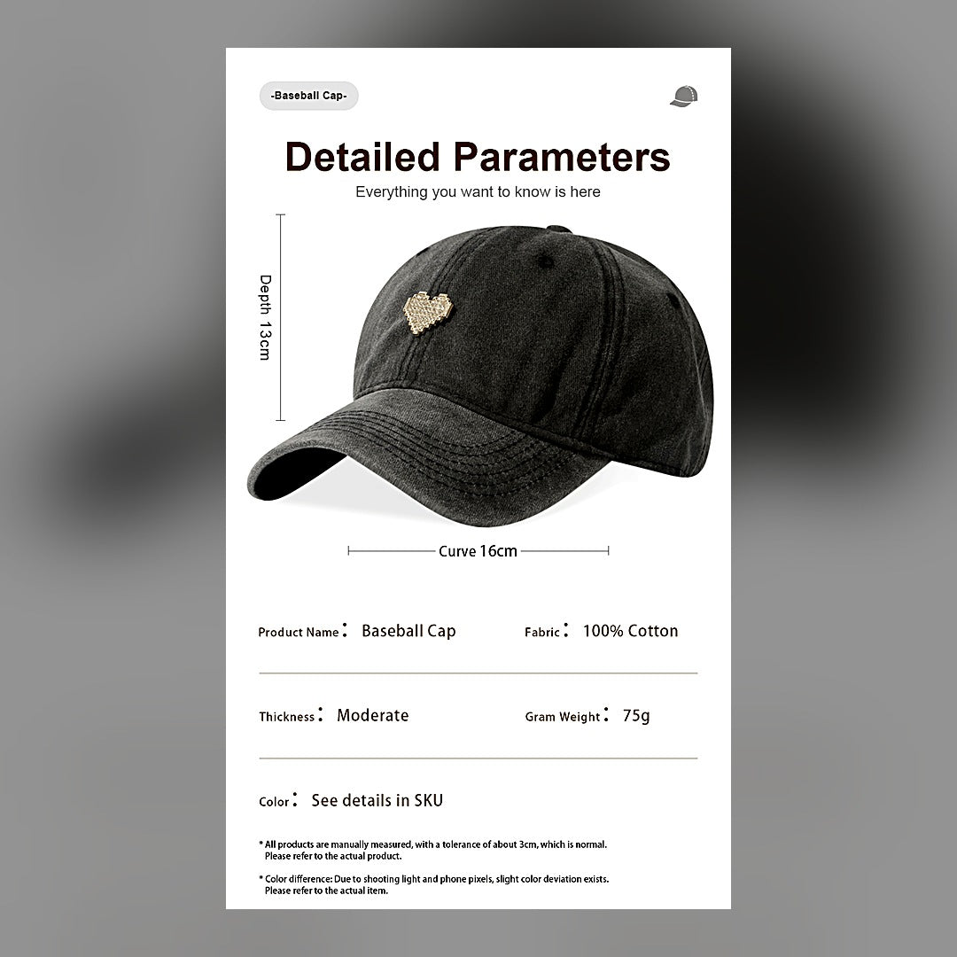 LuxeStyle-Edit · Vintage Baseball-Cap mit Strass-Schneeflocke – verstellbar, Unisex (6 Farben)