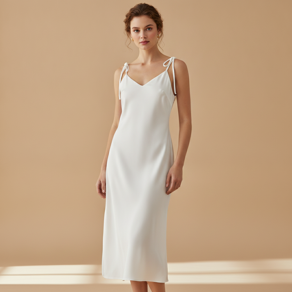Kleid mit Schlitz und Allover-Druck – selbst gestalten, am Model getragen