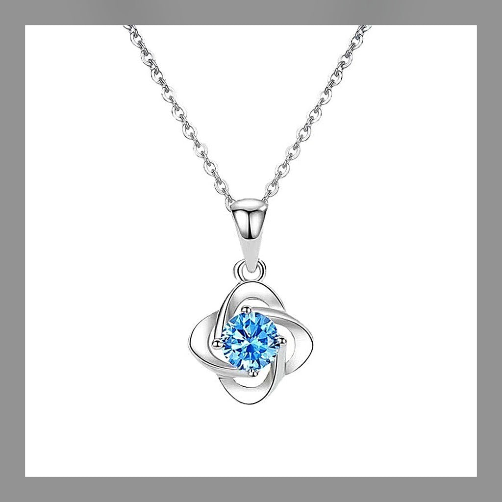 LuxeStyle-Edit · Zirkonia-Kette «Stella» · Kleeblatt-Anhänger, Silber-Optik